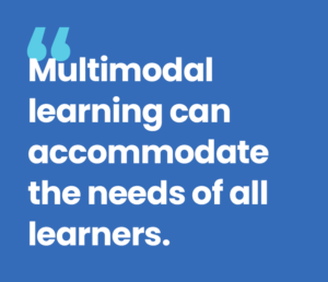 Multimodal learning can accommodate the leads of all learners. 